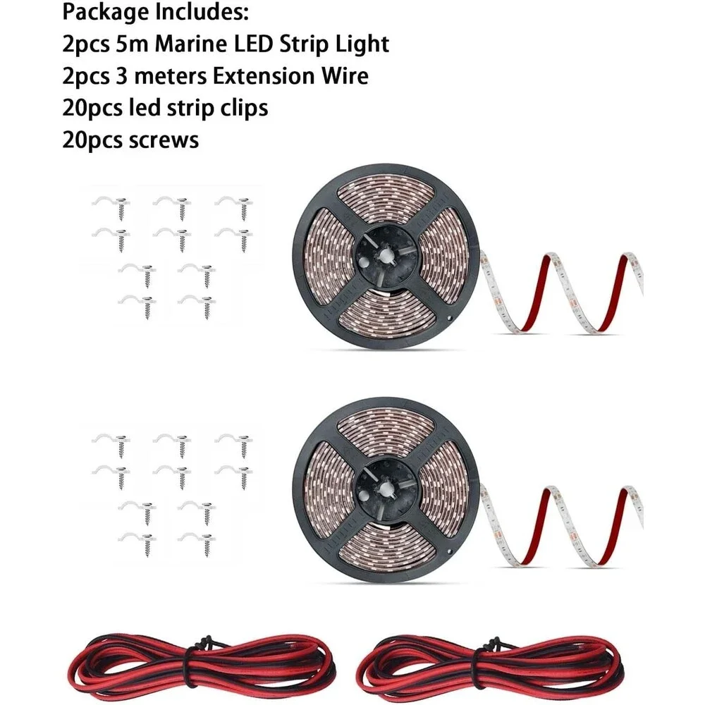 Blue LED Boat Strip Lights, 32.8FT Marine Pontoon Led Lights, Waterproof Boat